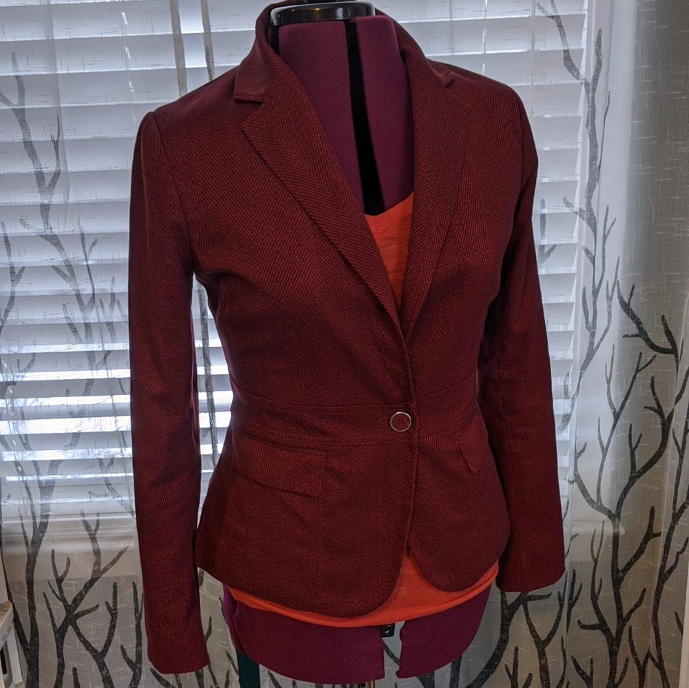 New York and Company Blazer red Tweed size 4
